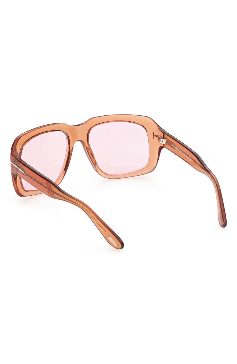TOM FORD 57mm Square Sunglasses, Alternate, color, Shiny Light Brown / Violet