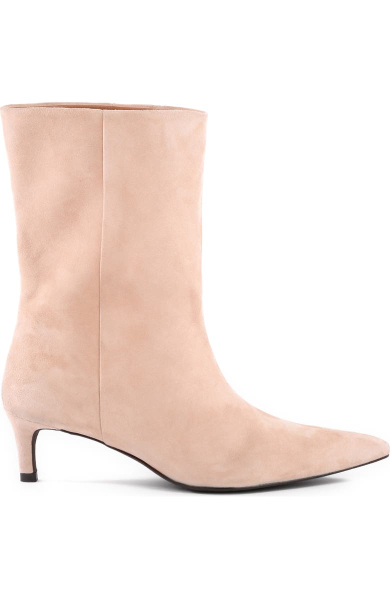 Seychelles Game Changer Pointed Toe Kitten Heel Boot, Alternate, color, Buff Suede