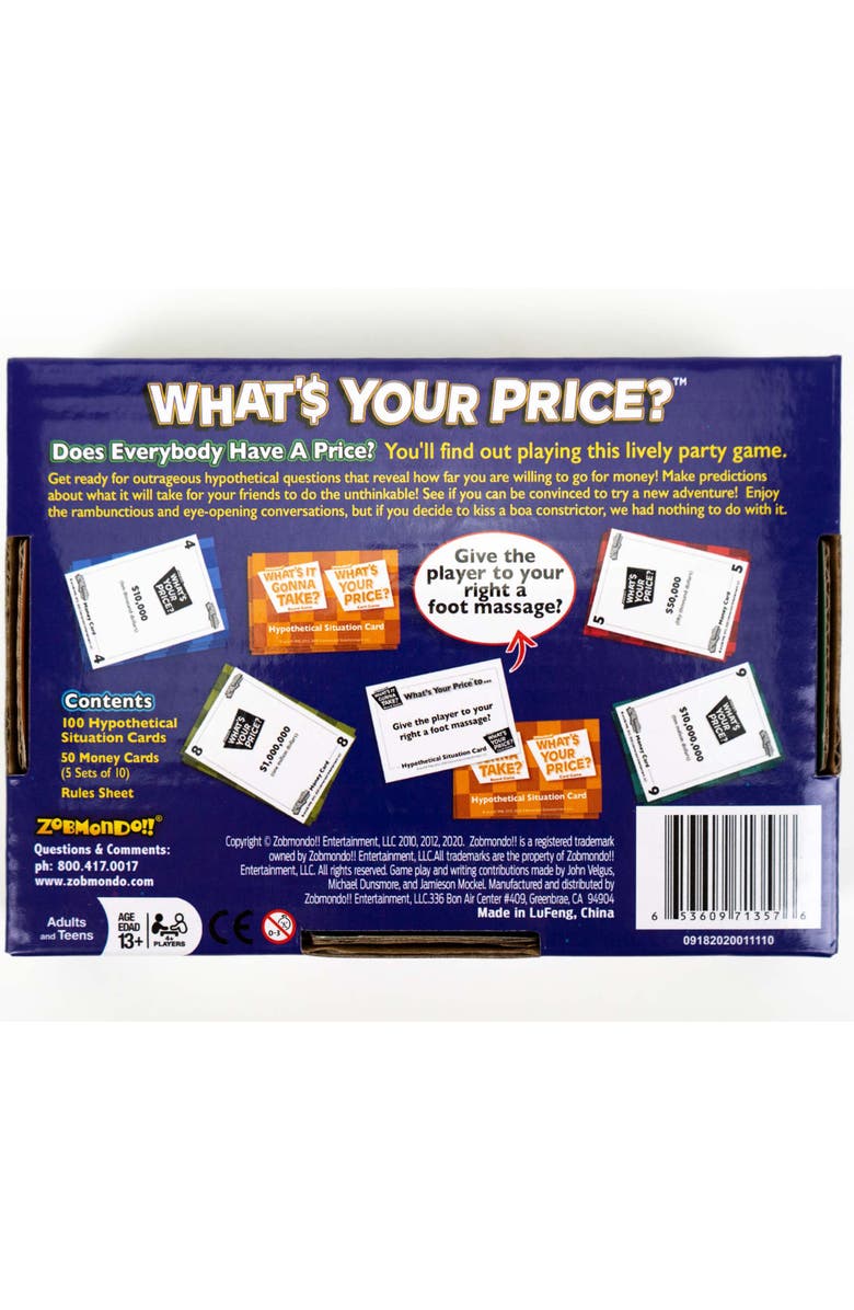 Zobmondo!! What
s Your Price Card Game, Alternate, color, Multicolored