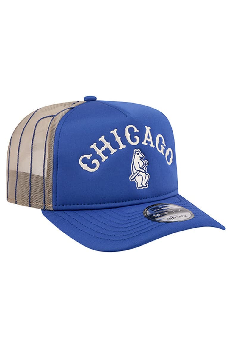 Men's New Era Royal Chicago Cubs Vintage Arched Foam Front 9FIFTY A-Frame Adjustable Trucker Hat, Alternate, color, Royal