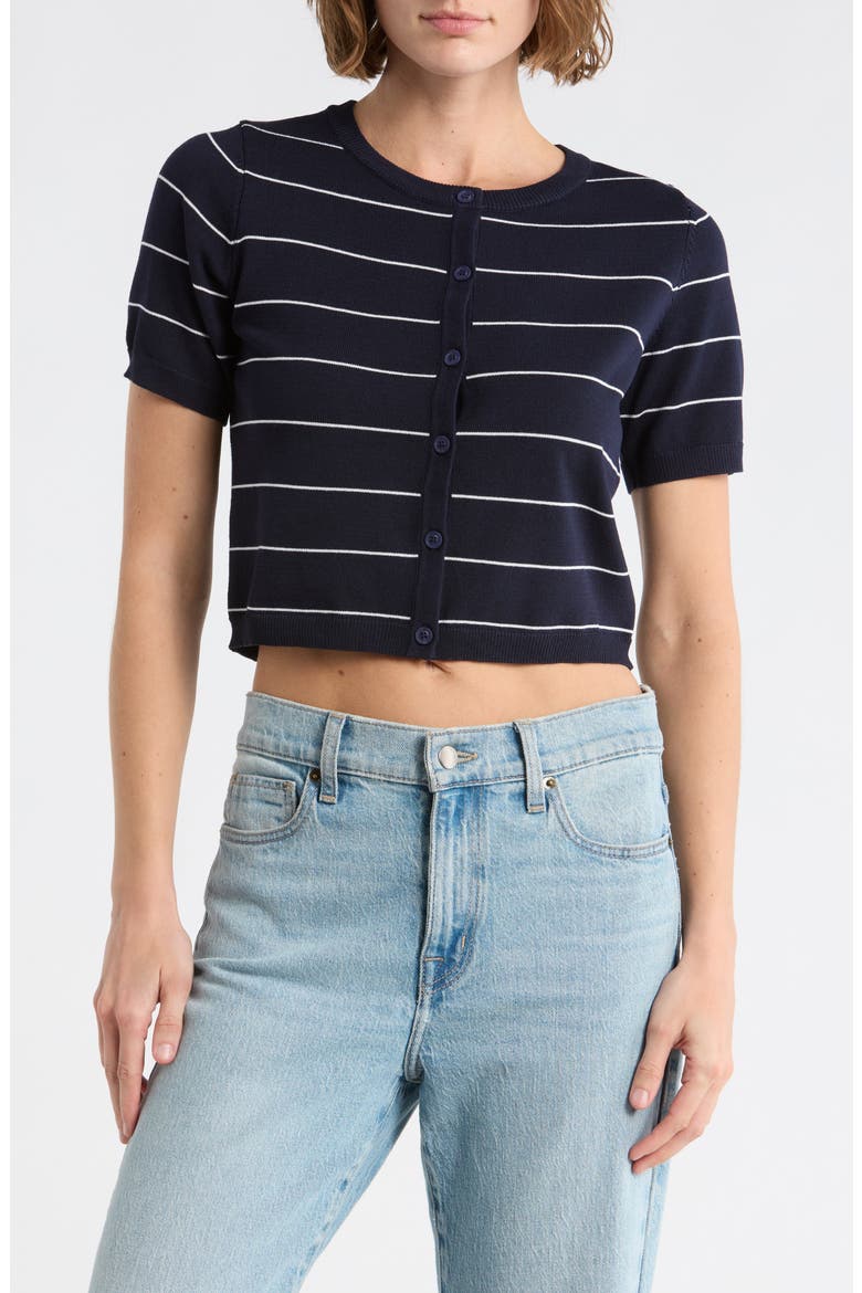 Short Sleeve Cardigan, Main, color, NAVY