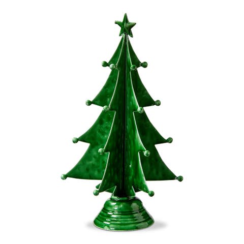 Large Festive Green Tree Enamel Holiday Decor Sculpture