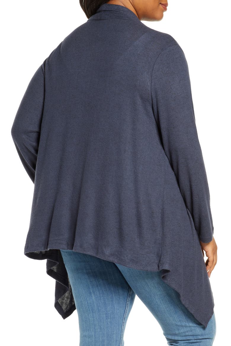 Amie Waterfall Cardigan, Alternate, color, BLUE STEEL