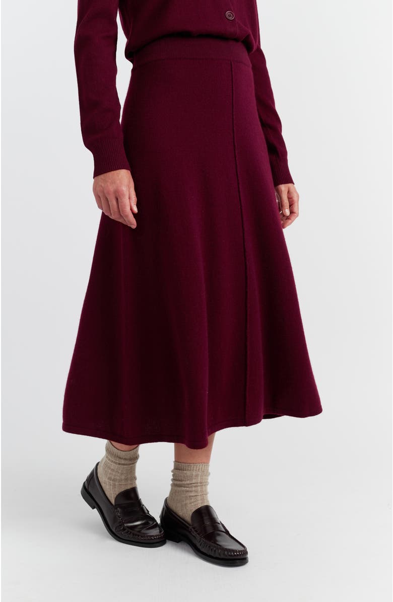 Chinti & Parker Wool Cashmere Midi Skirt, Main, color, Claret