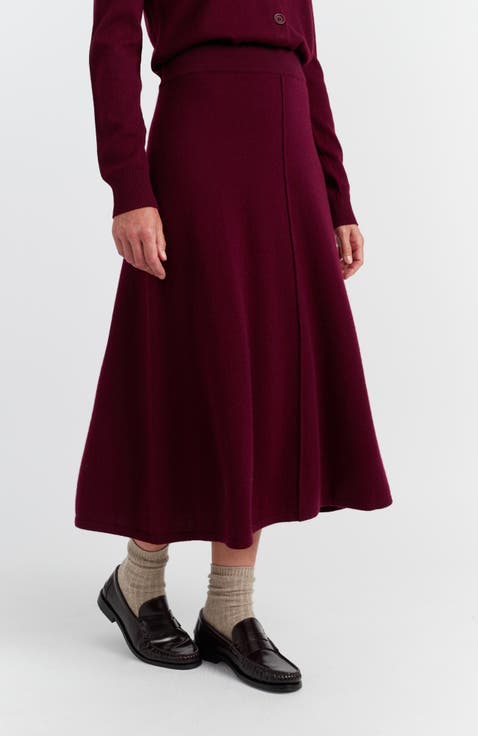 Wool Cashmere Midi Skirt