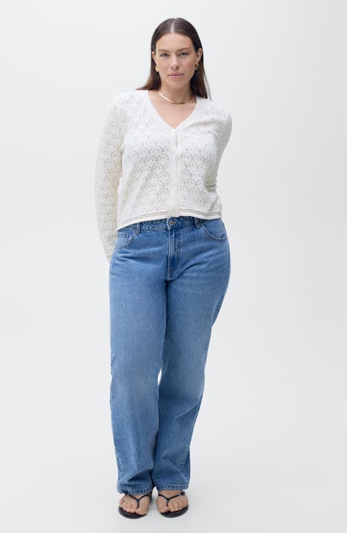 Mango Pointelle Stitch Cotton Blend Cardigan
