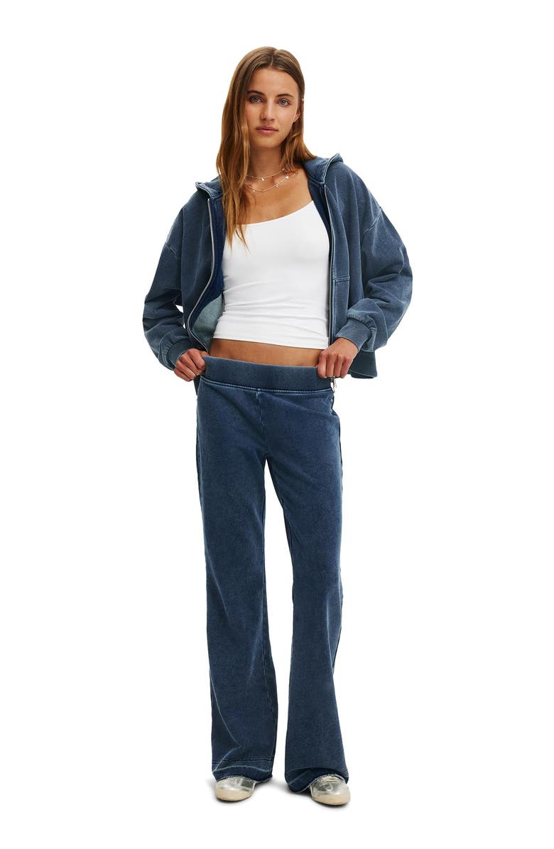 Cotton On Women's Low Rise Bootleg Sweatpant, Alternate, color, Indigo Dye