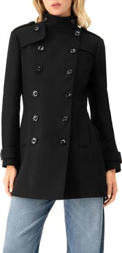 IVONNE Double-Breasted Wool-Blend Officer Coat