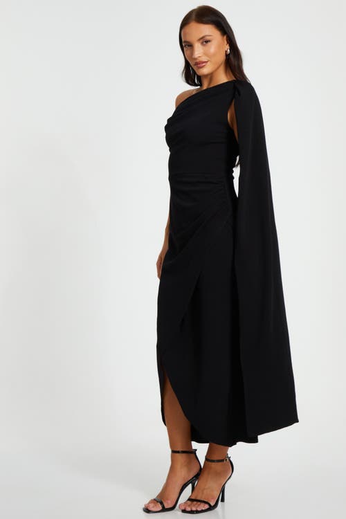 Quiz Scuba Crepe Off The Shoulder Sash Maxi Dress In Black