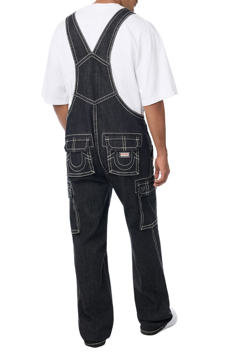 Big T Denim Overalls, Alternate, color, STITCHED IN SMOKE BLACK WASH