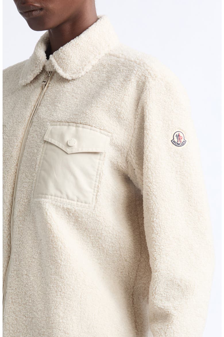 High Pile Fleece Zip-Up Overshirt, Alternate, color, BEIGE