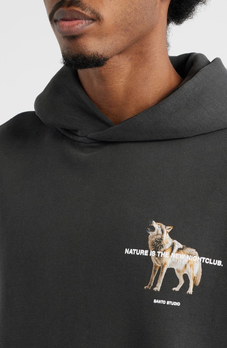 SANTO STUDIO Wolf Night Club Graphic Hoodie, Alternate, color, 