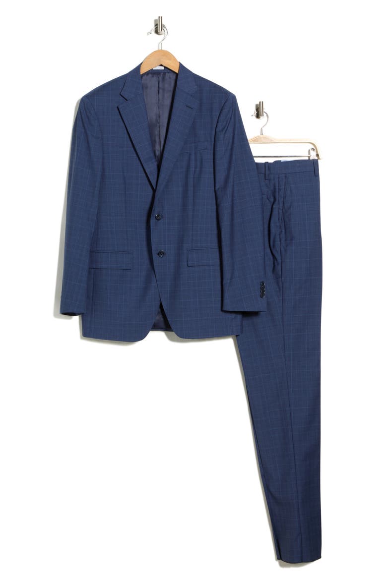 Flynn Classic Fit Windowpane Wool Suit, Alternate, color, BLUE