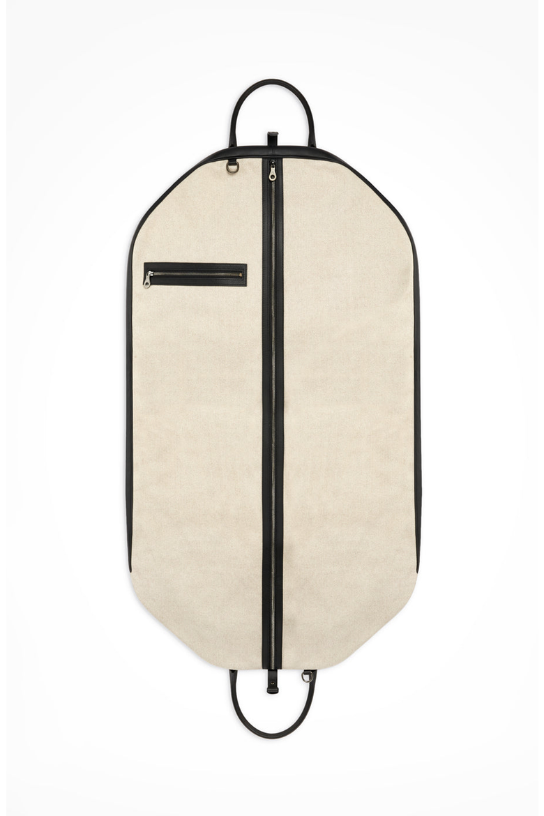 Canvas Garment Bag with Leather Trim, Alternate, color, Black