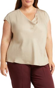 Vince Cowl Neck Cap Sleeve Silk Blend Blouse