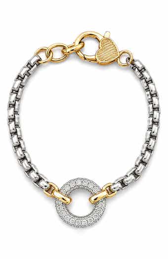 7-Inch Cubic Zirconia Two Tone Box Chain Bracelet