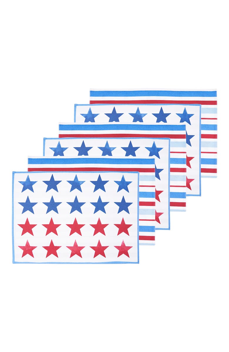 C&F Home Red White & Pow Placemats Set of 6, 14" x 20", Main, color, Blue