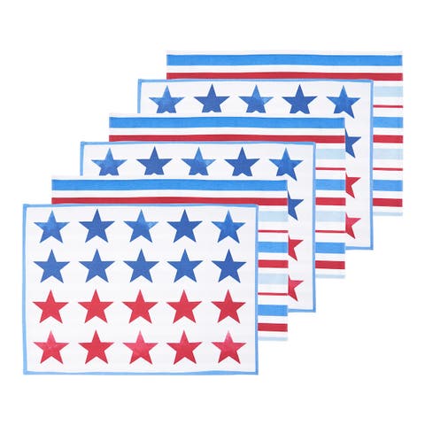 Red White & Pow Placemats Set of 6, 14" x 20"