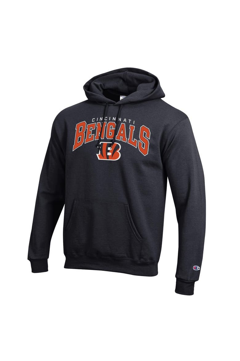 Men's Champion Black Cincinnati Bengals Powerblend Arch over Logo Hoodie, Alternate, color, Black