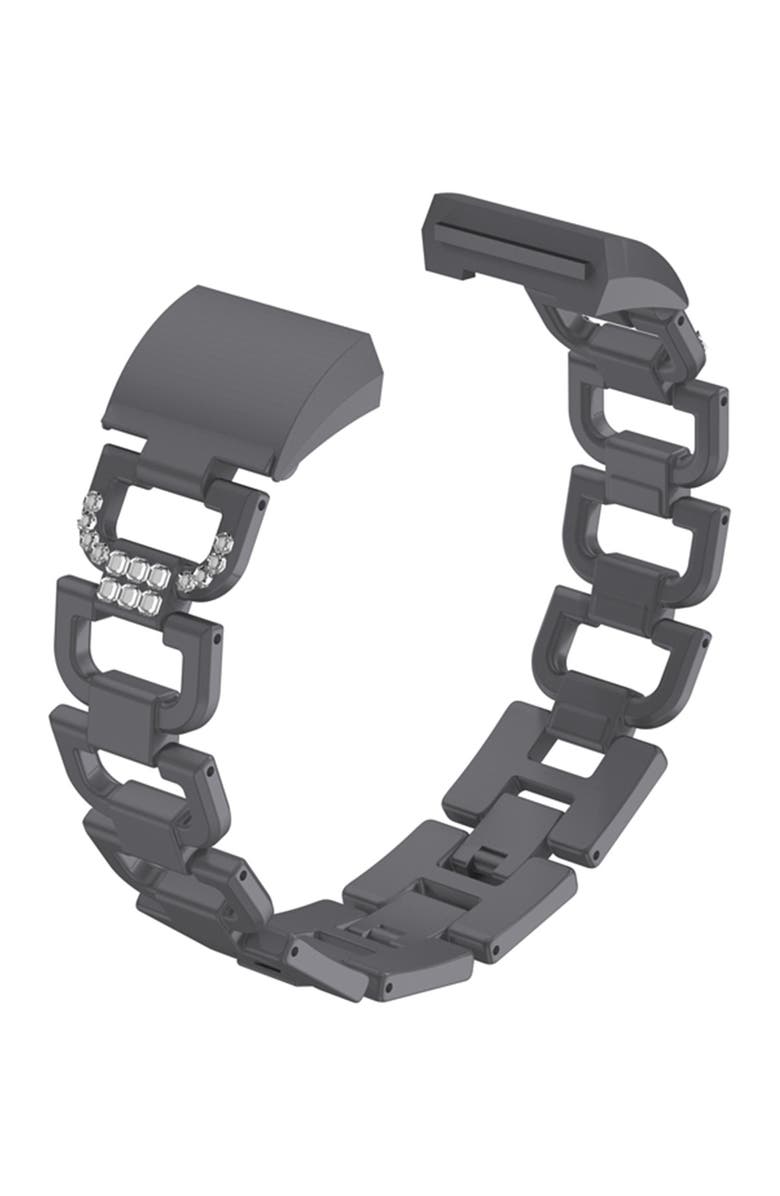 The Posh Tech Large Alloy Band with Rhinestones for Fitbit Charge 2 - Black, Alternate, color, 