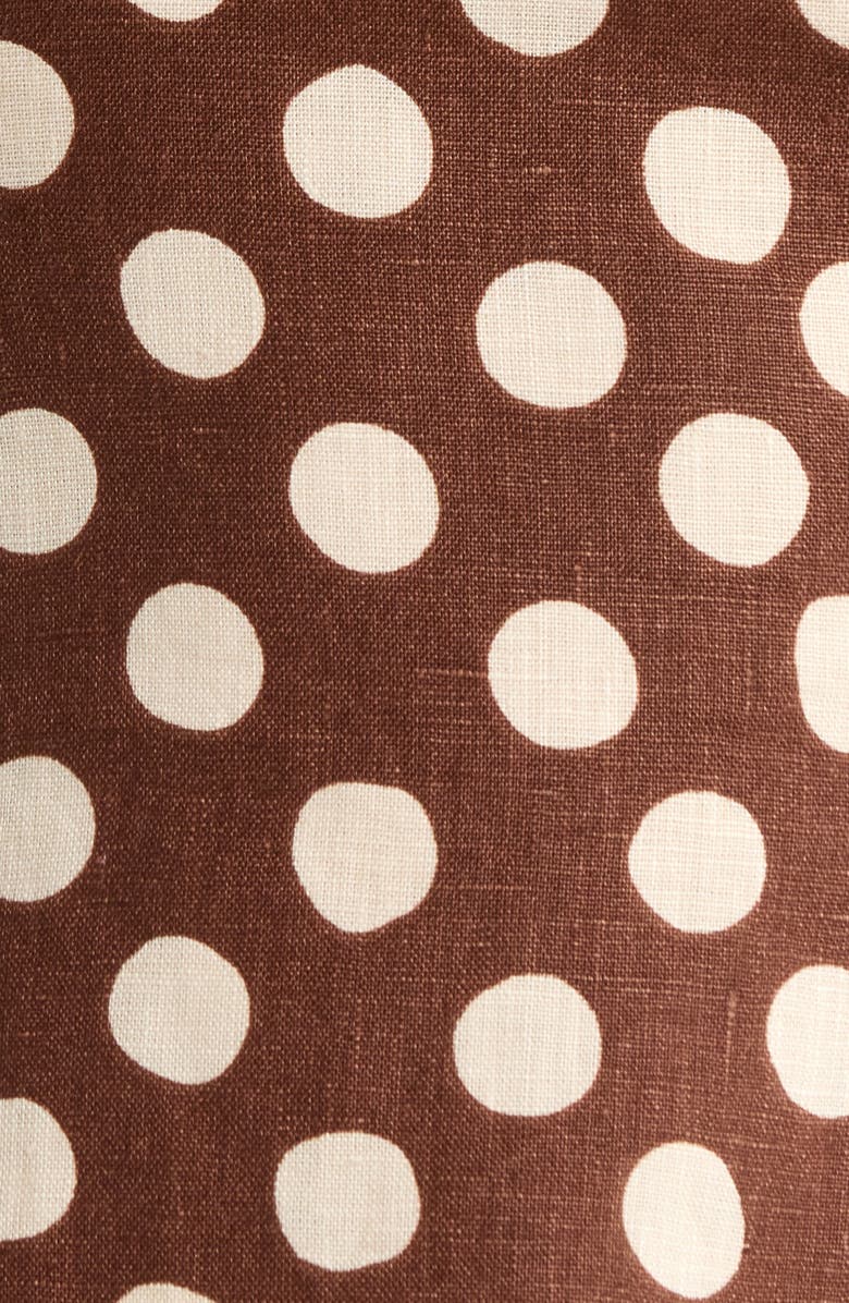 Faithfull the Brand Petro Polka Dot Strapless Linen Peplum Top, Alternate, color, Cioccolato Dot