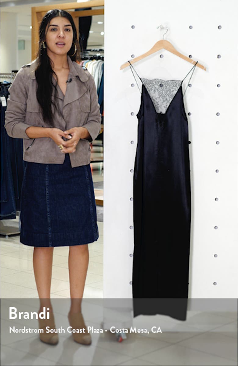 Lace Inset Satin Midi Slipdress, sales video thumbnail