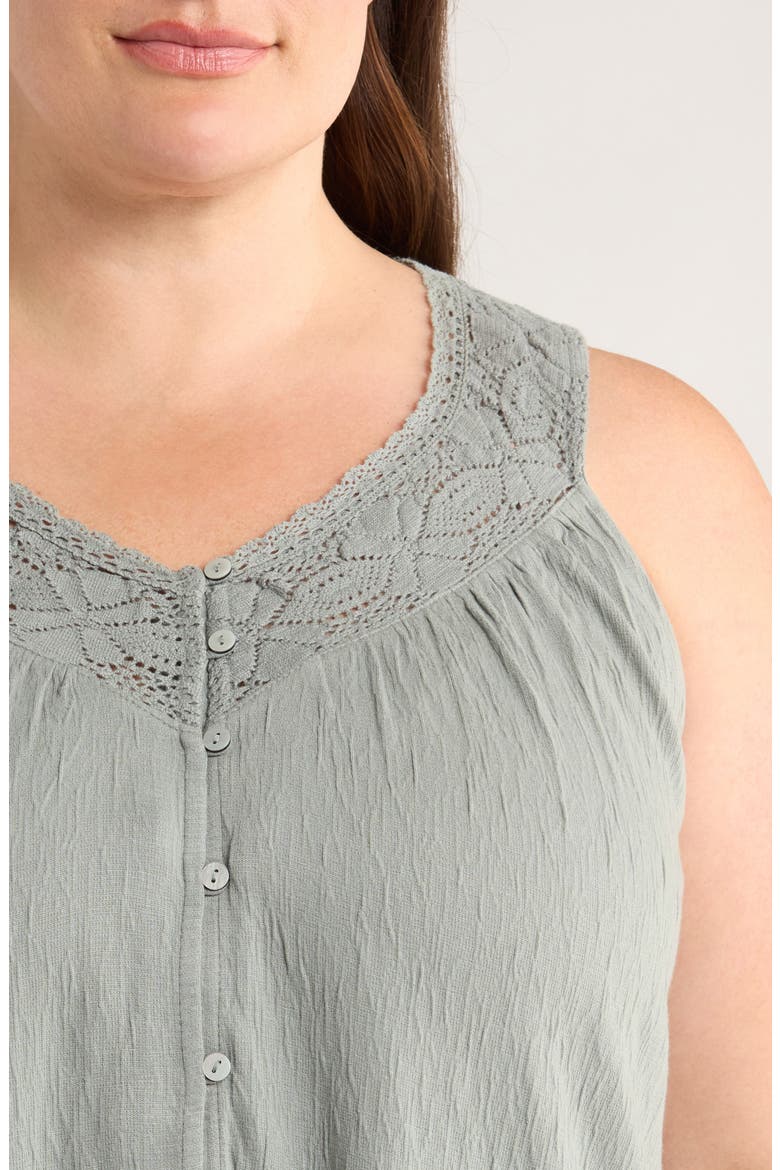 Lace Trim Sleeveless Top, Alternate, color, GREEN BAY