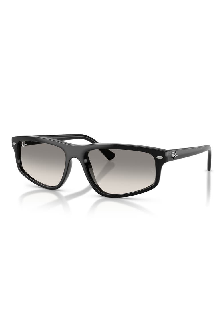 59mm Gradient Geometric Sunglasses, Alternate, color, BLACK / CLEAR GRADIENT GREY