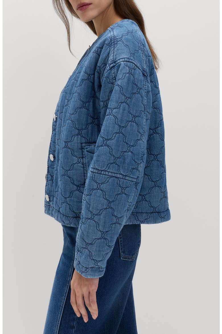 Quilted Denim Jacket, Alternate, color, LIGHT INDIGO BLUE