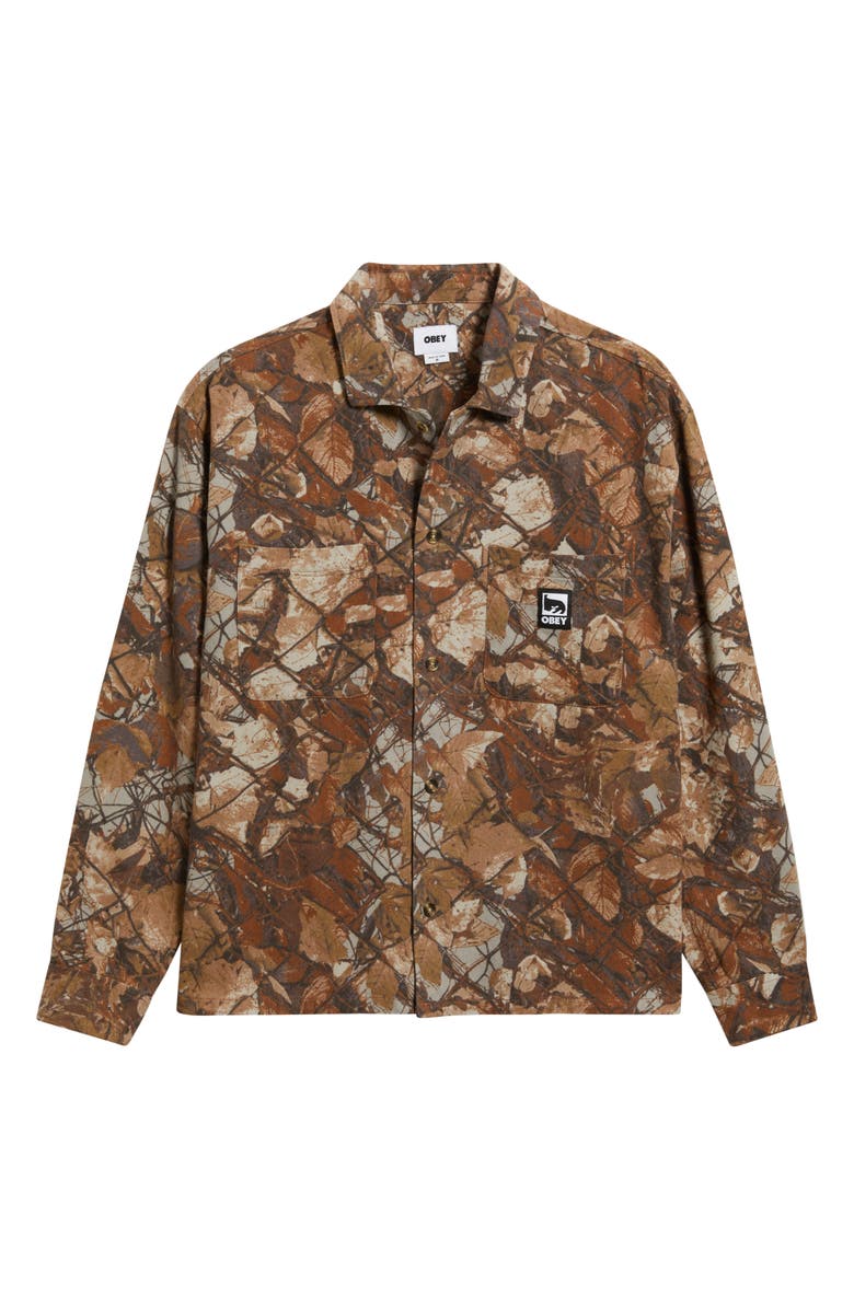 Obey Fence Camo Cotton Twill Overshirt, Alternate, color, Fence Camo Multi