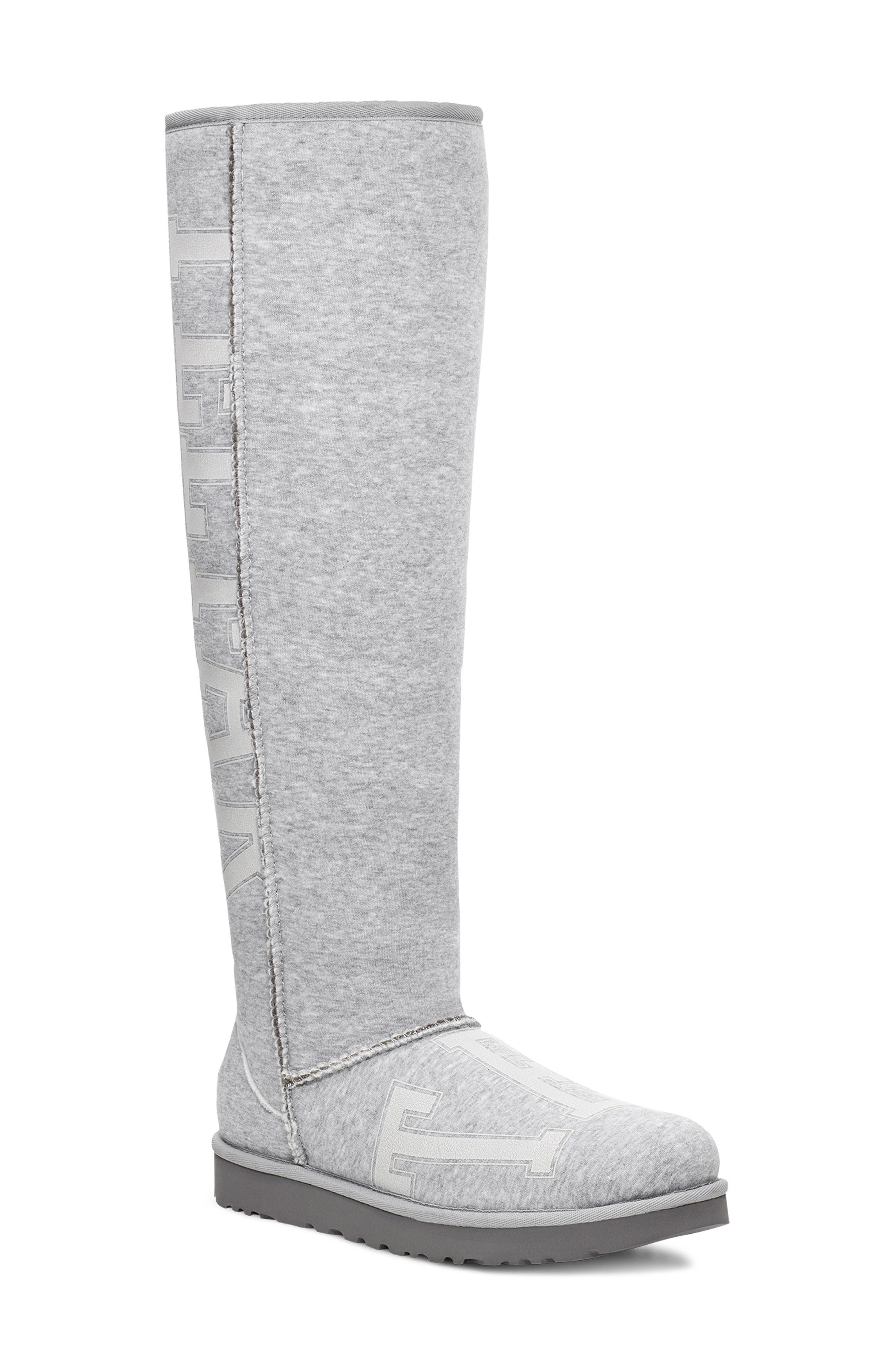 x TELFAR Tall Fleece Boot, Main, color, HEATHER GREY