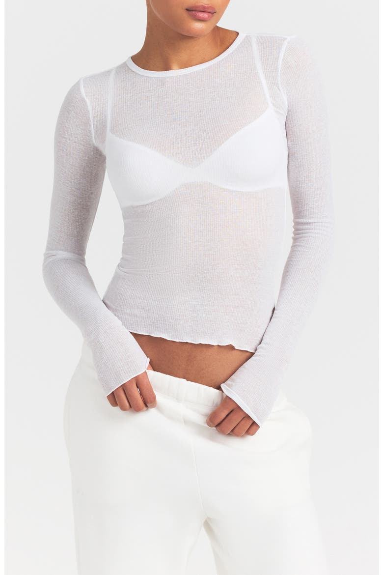 Sheer Cotton Blend T-Shirt, Main, color, SNOW
