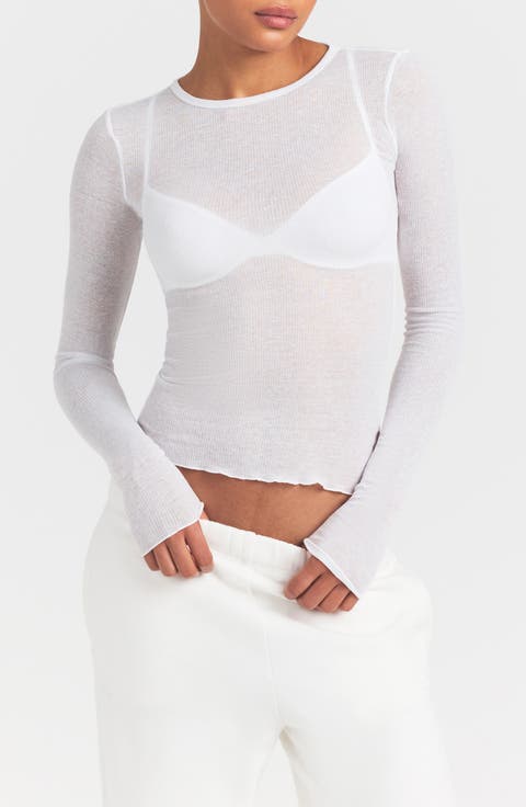 Sheer Cotton Blend T-Shirt (Regular & Plus)