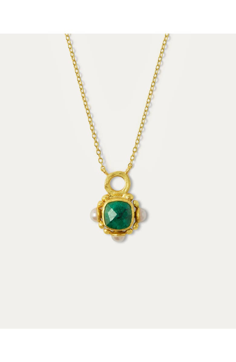 Ottoman Hands Esther Emerald And Pearl Pendant Necklace, Main, color, Gold