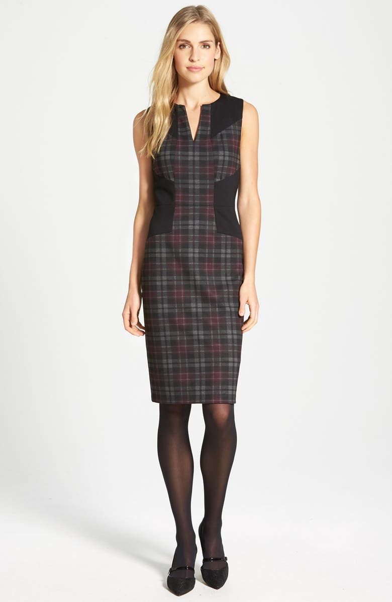 NYDJ 'Aubrey' Colorblock Plaid Sheath Dress, Alternate, color, 