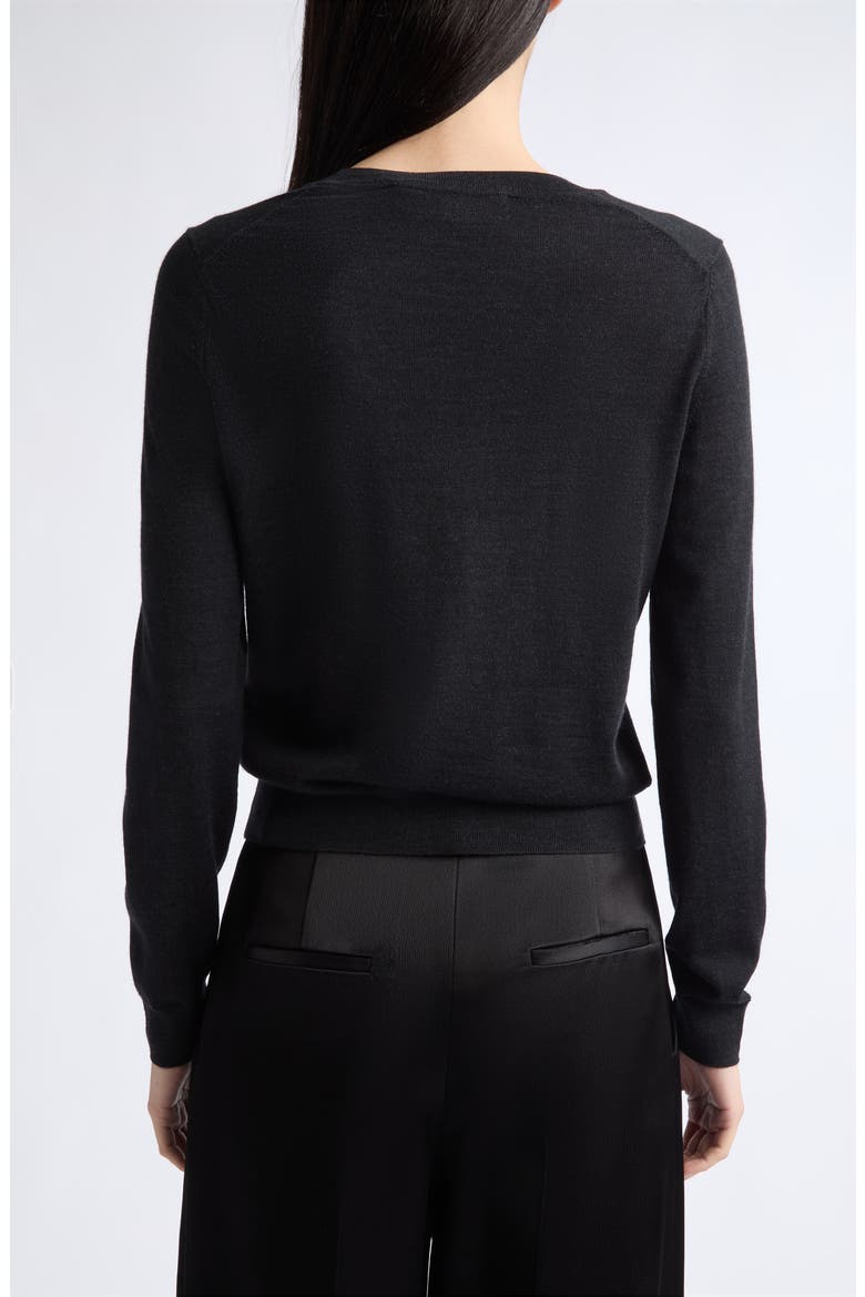 Embroidered Flower Stretch Wool Sweater, Alternate, color, CHARCOAL GREY