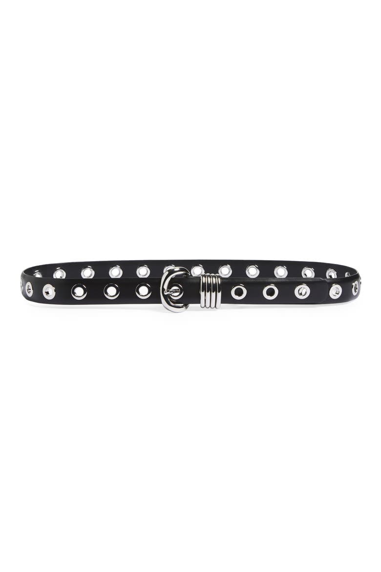 Metal Eyelet Belt, Main, color, TRUE BLACK