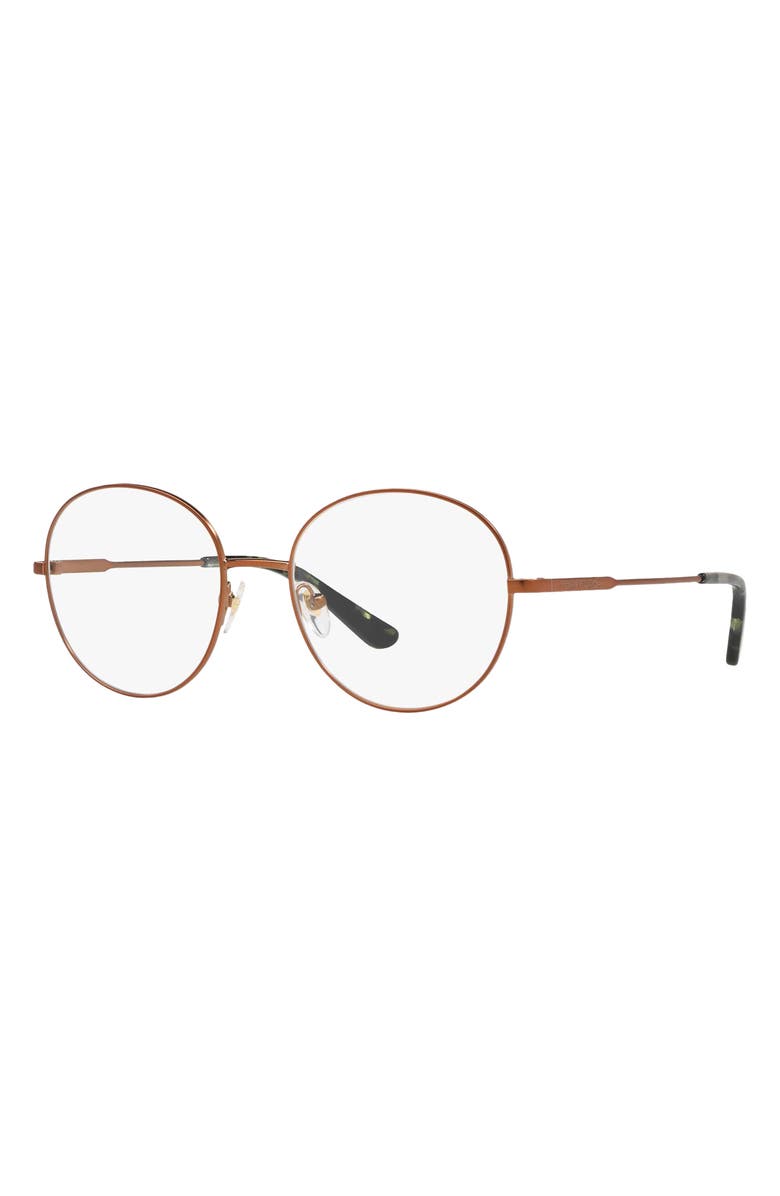 Tory Burch 51mm Round Optical Glasses, Alternate, color, Satin Bronze