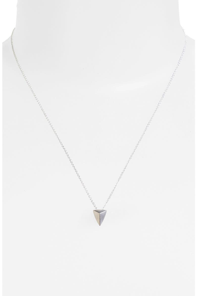 'Reminder - You Are Mighty' Pyramid Pendant Necklace, Alternate, color, STERLING SILVER