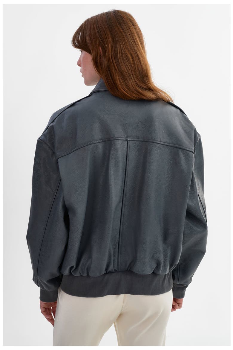 TREVANNA | Leather Bomber Jacket, Alternate, color, Graphite