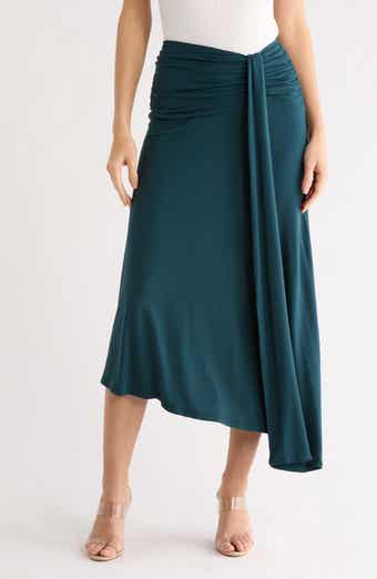Draped Asymmetric Midi Skirt