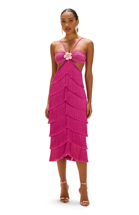 Amethyst Fringe Midi Dress