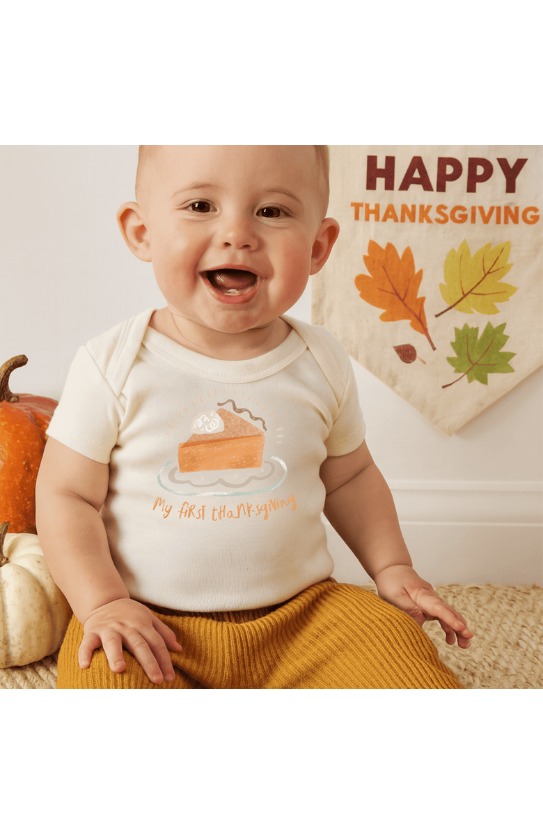 Finn + Emma Organic Baby Graphic Bodysuit | Thanksgiving Pie, Alternate, color, Off White
