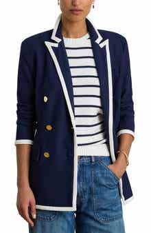 Tahir Double Breasted Piqué Knit Blazer