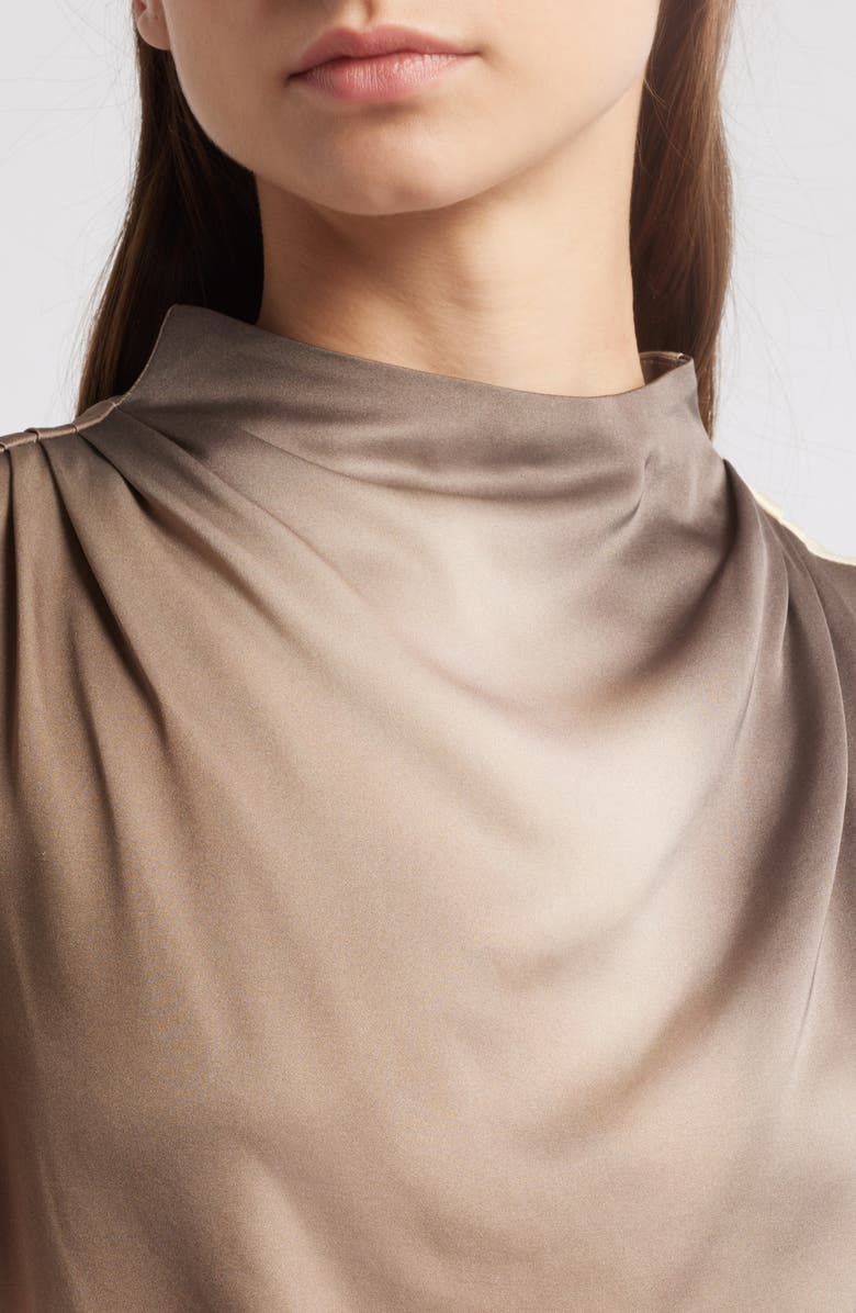 rag & bone Julie Mock Neck Sleeveless Satin Top, Alternate, color, Brown Multi