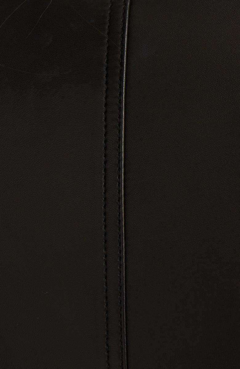 Balmain Epaulet Crop Leather Jacket, Alternate, color, 