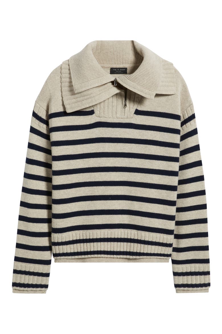 Ilaria Stripe Half Zip Wool Pullover, Alternate, color, OAT