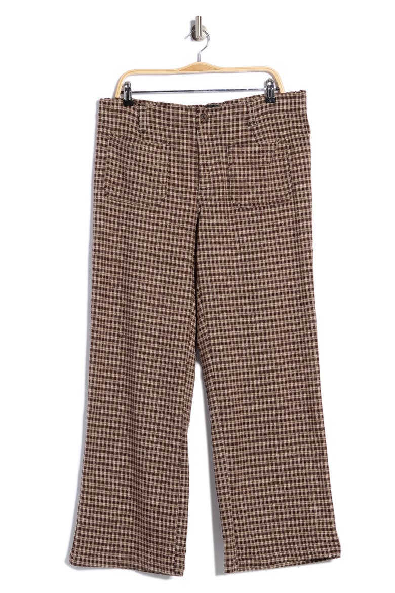 Supernova High Waist Wide Leg Double Knit Pants, Main, color, BROWN TONE CHECK