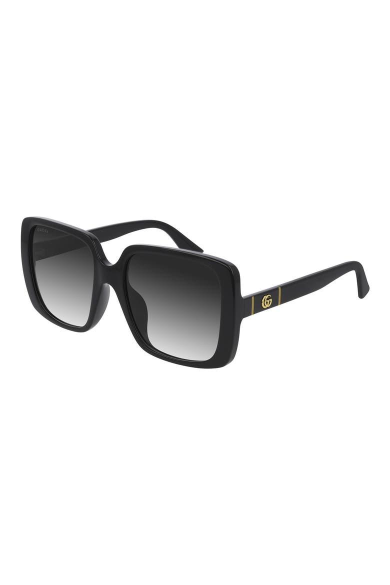 56mm Square Sunglasses, Alternate, color, BLACK