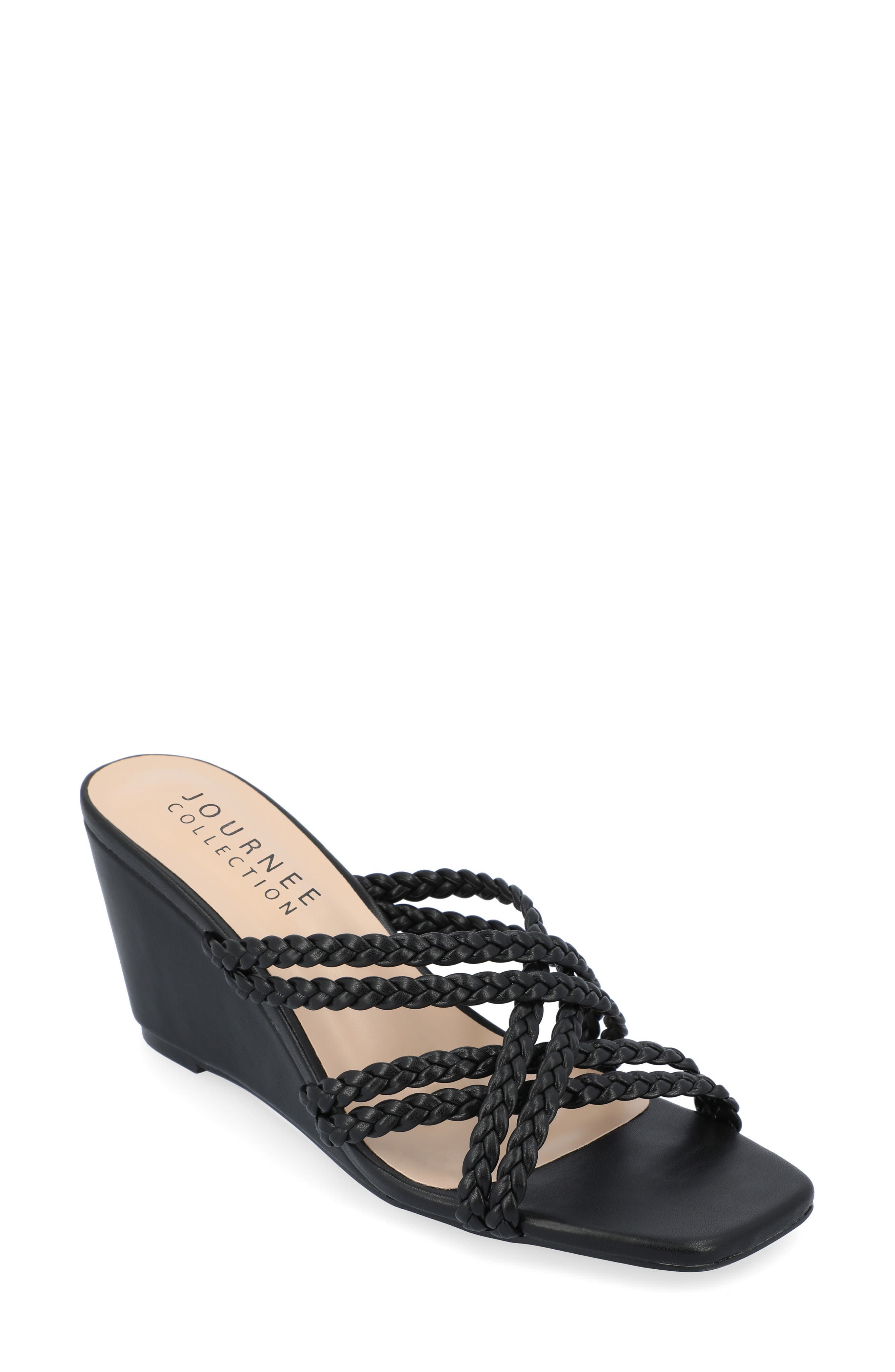 Journee Collection Baylen Braided Strappy Wedge Sandal